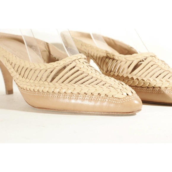 Ulla Johnson Woven Panel Mules Heels Latte Brown Basket Weave Braided 41 Shoes - Picture 3 of 16